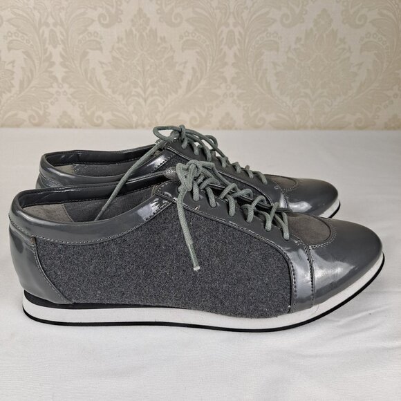 J Renee MacKenna Size 8M Gray Patent Flannel and Suede Lace Up Sneakers NWT - Picture 7 of 13